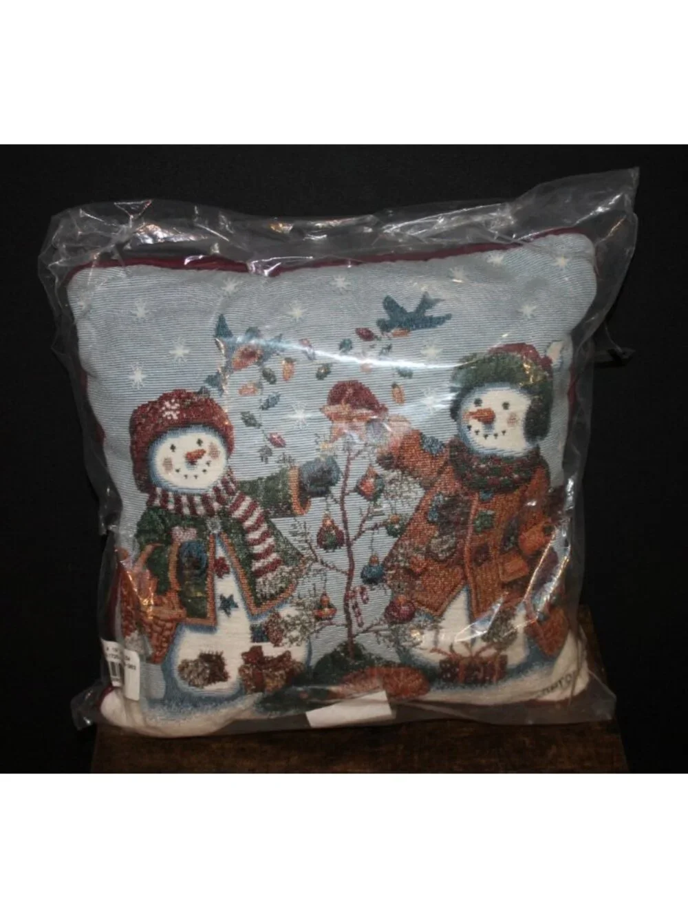 Longaberger Snowmen Pillow Holiday Christmas Tapestry 18 X 18” Snow Friends NEW